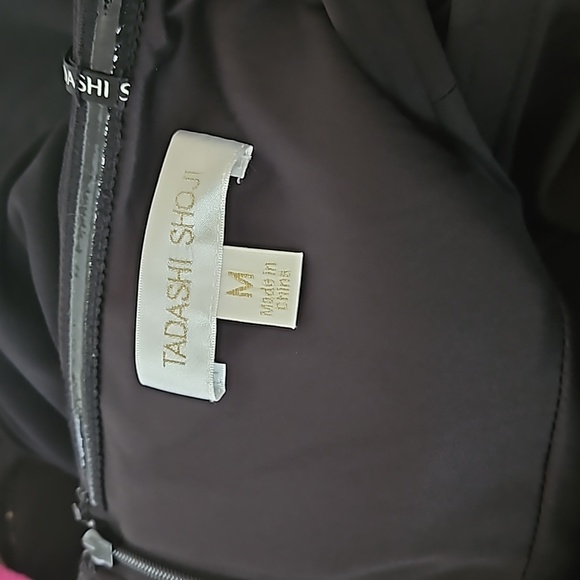 NEW Tadashi Shoji Black Ayelet One Shoulder Formal Maxi Dress Gown Medium - Picture 8 of 11